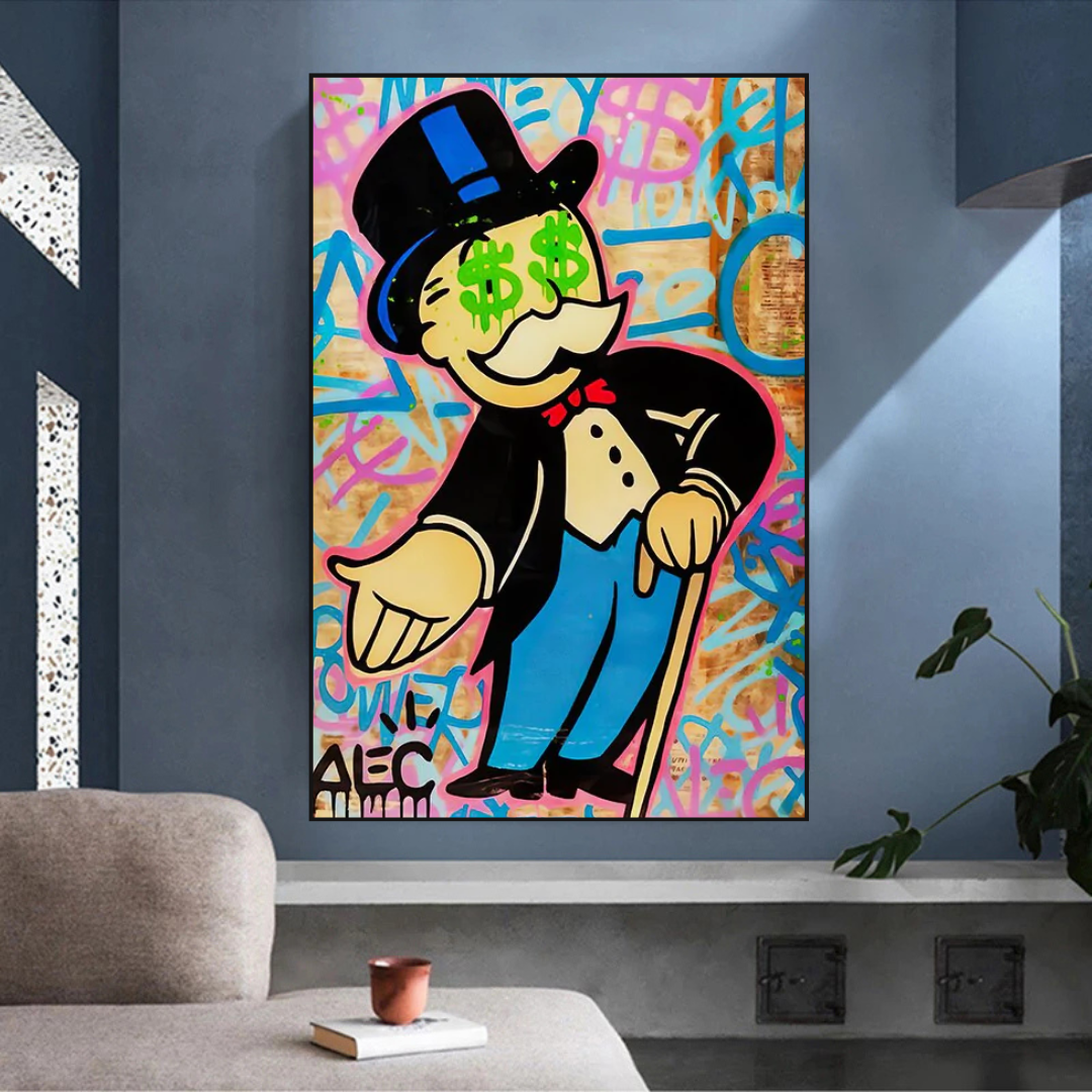 Alec Monopoly Graffiti Art Canvas Print - Urban Street Art Wall Decor for Living Room, Bedroom & Office