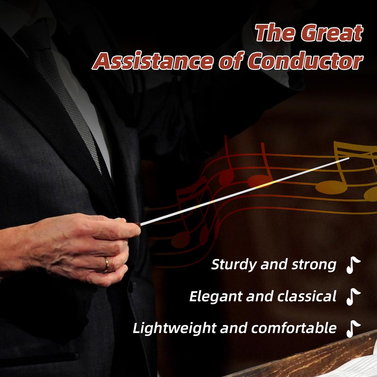 Professional Wooden Music Conducting Baton - Orchestra Director Baton with Wood Handle & Gift Box (R135D) - Perfect for Conductors, Music Teachers & Orchestra Performances