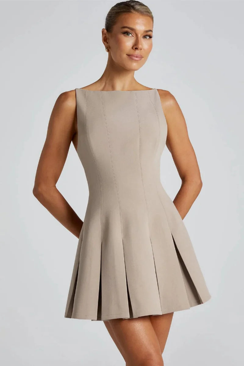 Sexy Backless High Waist A-Line Mini Dress for Women - Spaghetti Strap Sleeveless Pleated Party Dress - Perfect for Club Nights, Cocktail Parties & Date Nights
