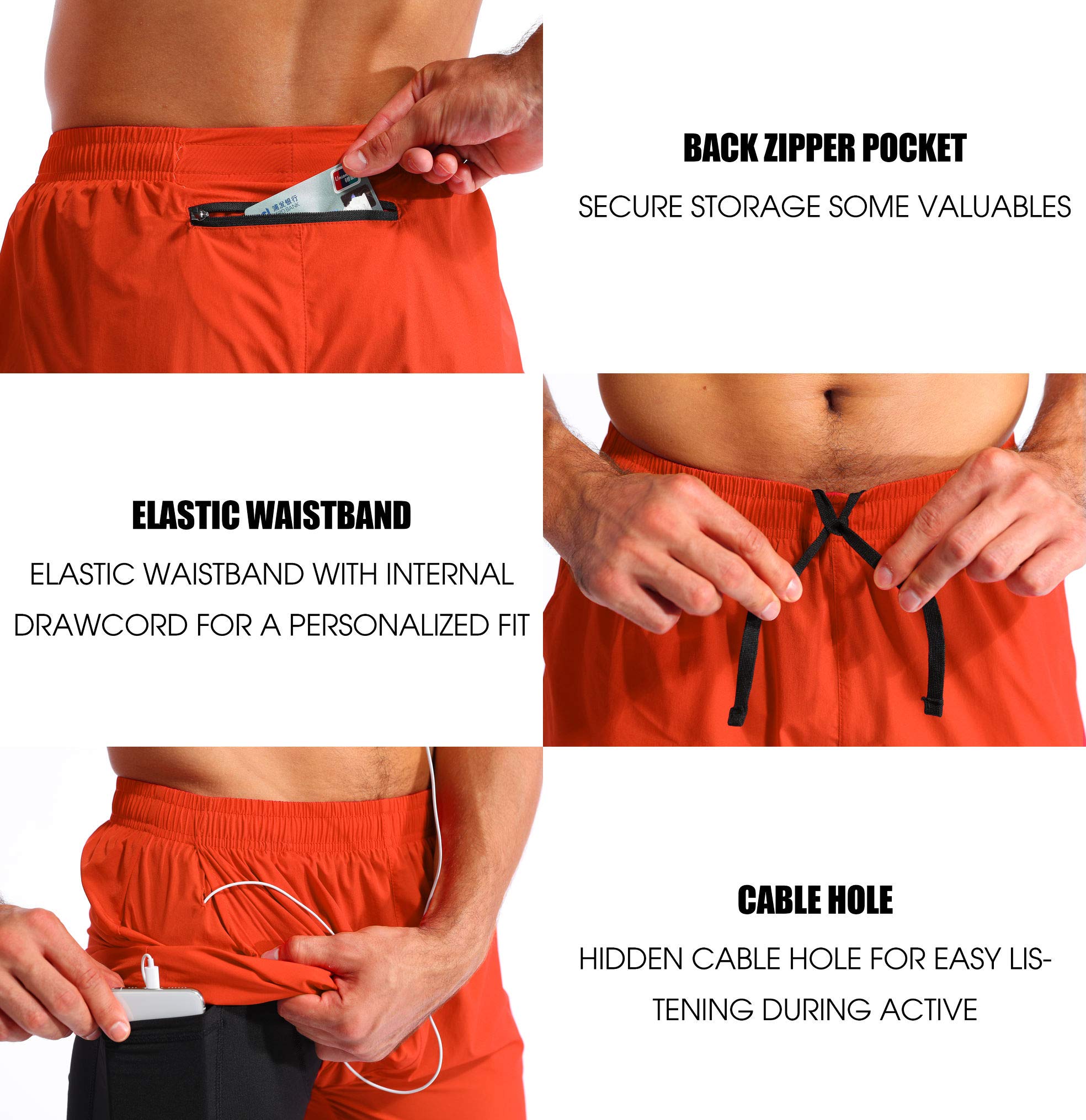 Pudolla Men's 2-in-1 Running Shorts 5