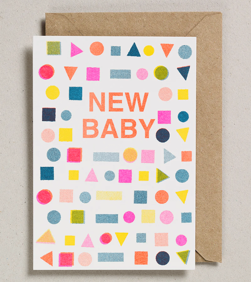 Petra Boase Handmade Baby Shapes Risograph Papercut Card - Unique Newborn Gift for Baby Showers, Birthdays & Nursery Decor