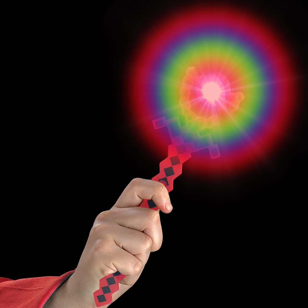 ArtCreativity 13.5 Inch LED Light Up Swivel Spinning Pixel Wand - Kids Light Up Toy with Batteries Included | Fun Birthday Gift for Boys & Girls, Carnival Prize, Party Favor | Perfect for Night Play, Outdoor Events & Glow Dance Parties