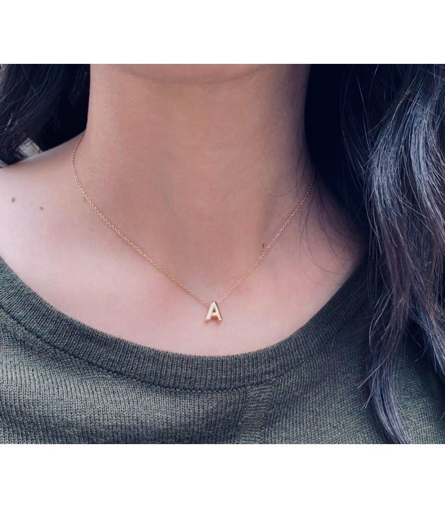 Initial Slide Necklace A - Personalized Name Necklace for Women, Dainty Gold Pendant Jewelry Gift for Her - Perfect for Birthdays, Anniversaries & Everyday Wear