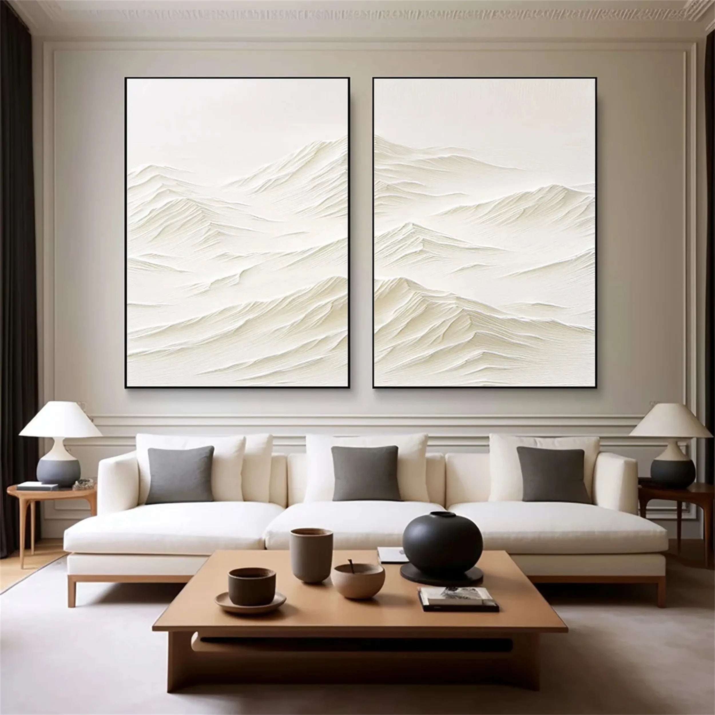 Minimalist Textured Plaster Art Paintings - Set of 2 Modern Wall Decor (#MM187) | Perfect for Living Room, Bedroom & Office Decor