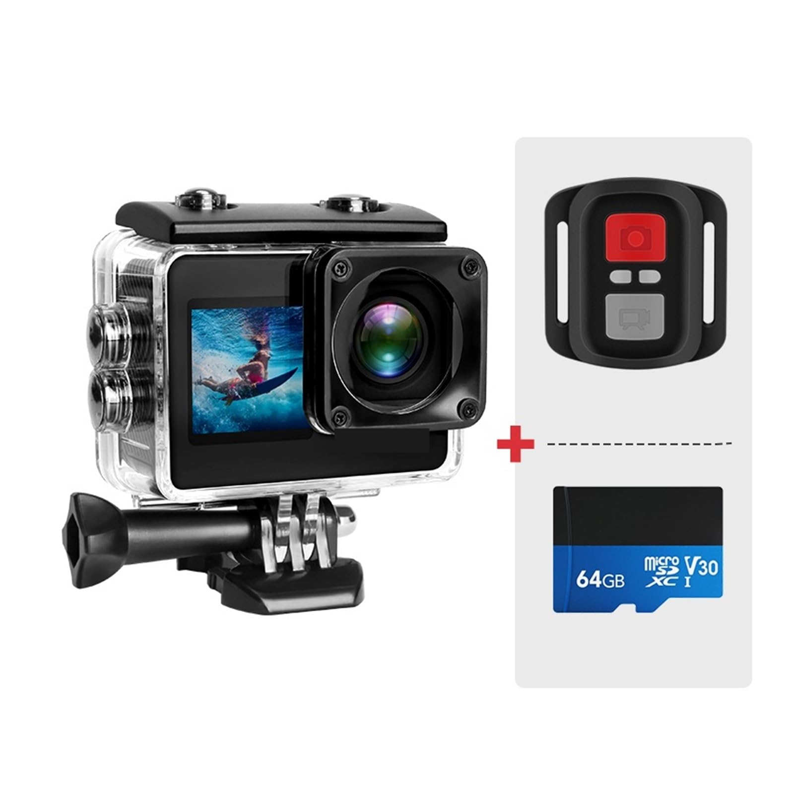 MZZYG 4K Action Camera with Touch Screen, Waterproof Sports Camera for Vlogging, Remote Control, 64GB Bundle - Perfect for Outdoor Adventures, Travel, and Extreme Sports