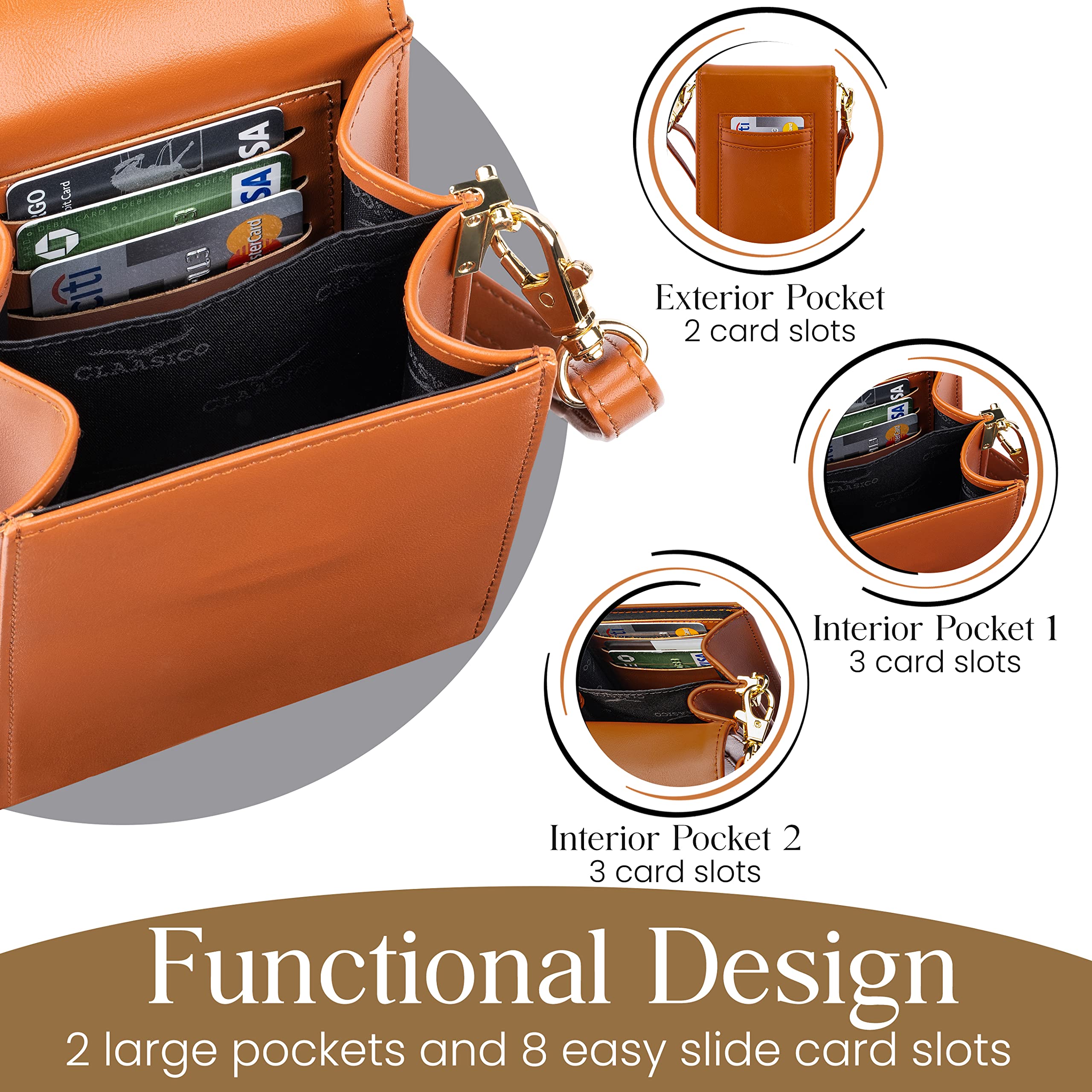 Classico Small Crossbody Phone Purse for Women - Stylish Wallet Bag for Phone, Cards & Essentials | Perfect for Everyday Use, Travel & Shopping