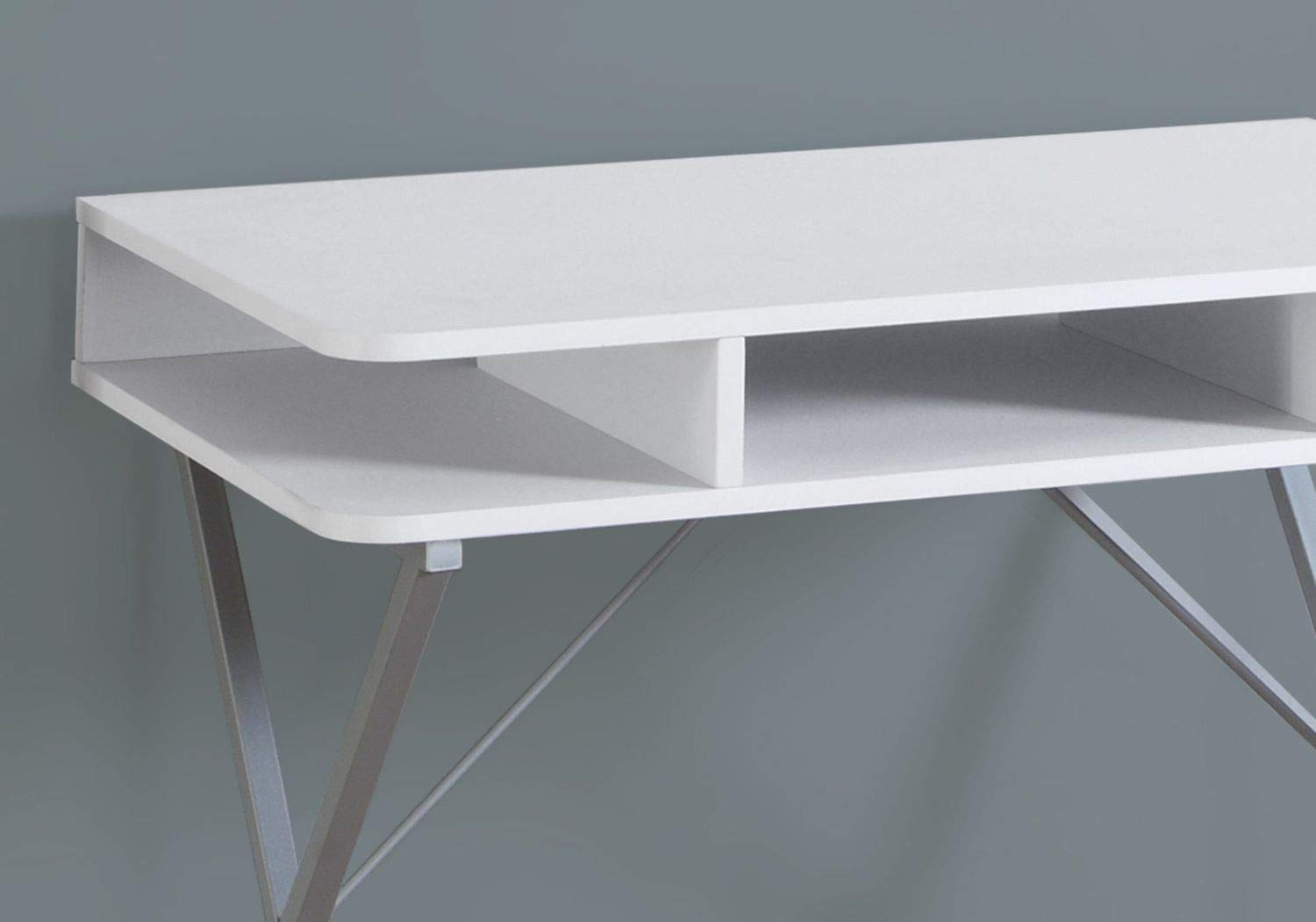 Offex 31 Inch Computer Desk with White Top & Silver Metal Frame - Home Office Desk for Small Spaces, Gaming, Study & Workstation Setup