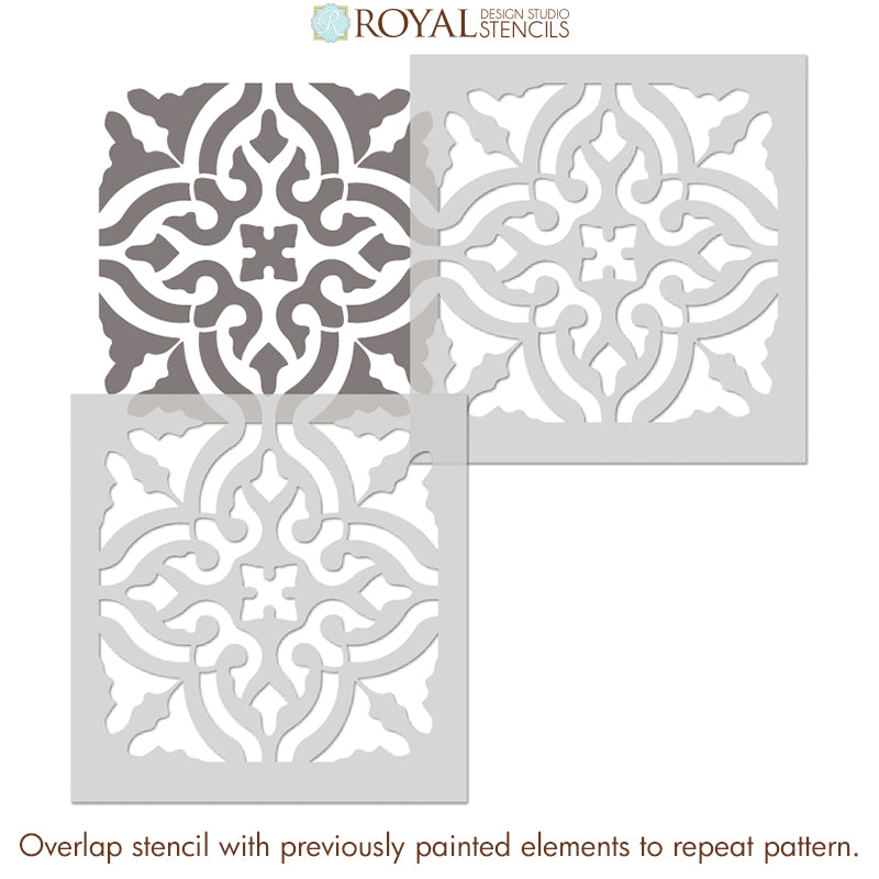 Toledo Tile Stencil Kit - Reusable DIY Ceramic & Mosaic Tile Painting Template for Home Decor, Bathroom, and Kitchen Backsplash Projects