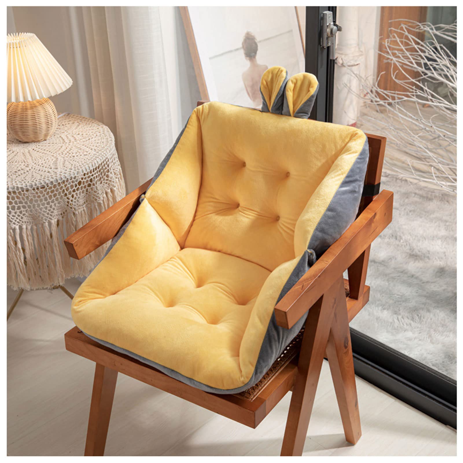 YIZIPADS Swing Egg Chair Cushion - 17.7x17.7 Inch Waterproof Patio Chair Pads with Ties for Indoor/Outdoor Use - Comfortable Seat Cushions for Metal & Wooden Chairs (Yellow) - Perfect for Garden, Balcony and Backyard Relaxation