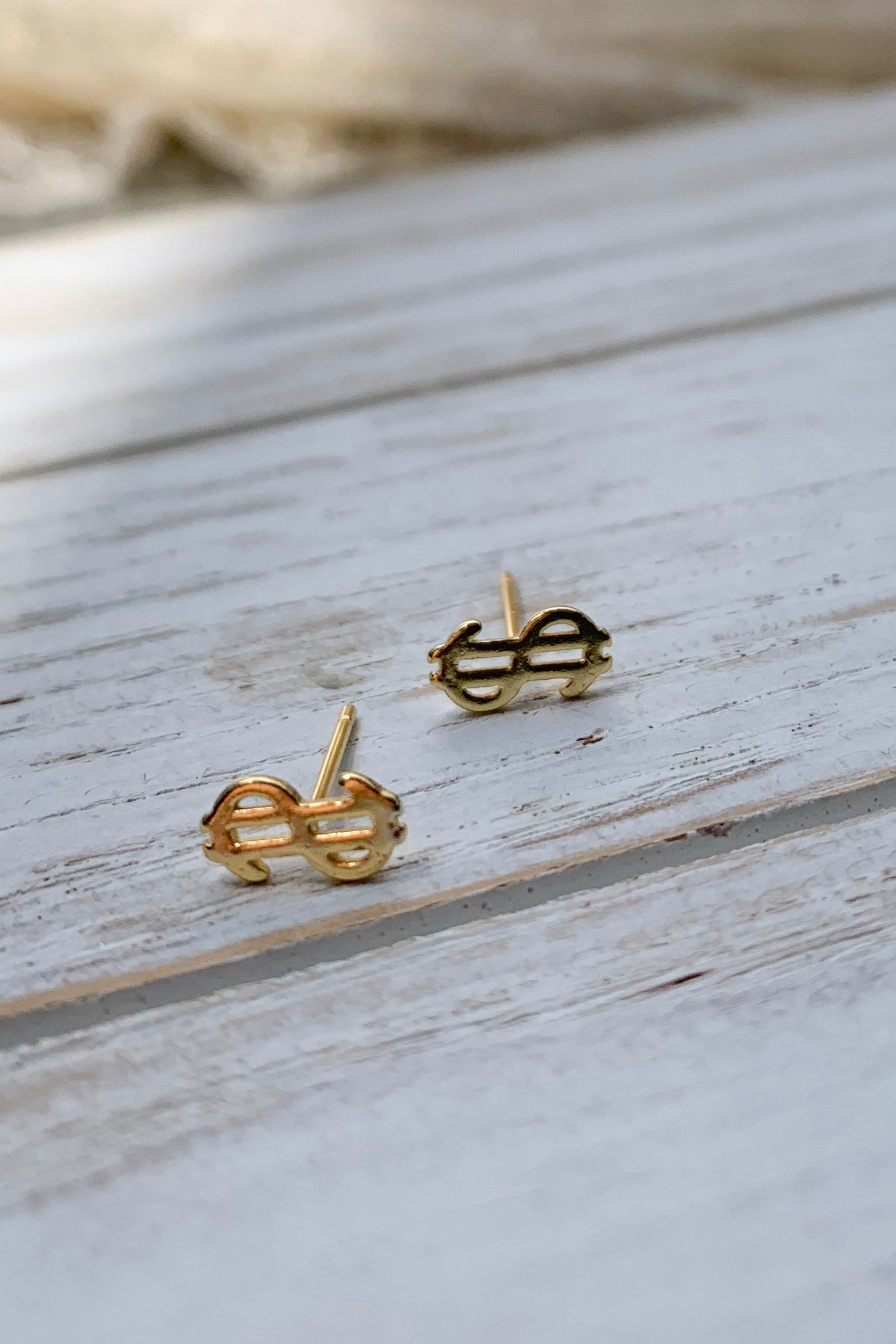 14K Gold Plated US Dollar Sign Tiny Earrings – Elegant Bridal Party Gifts for Women, Wedding Favors, Birthday Presents & Everyday Jewelry