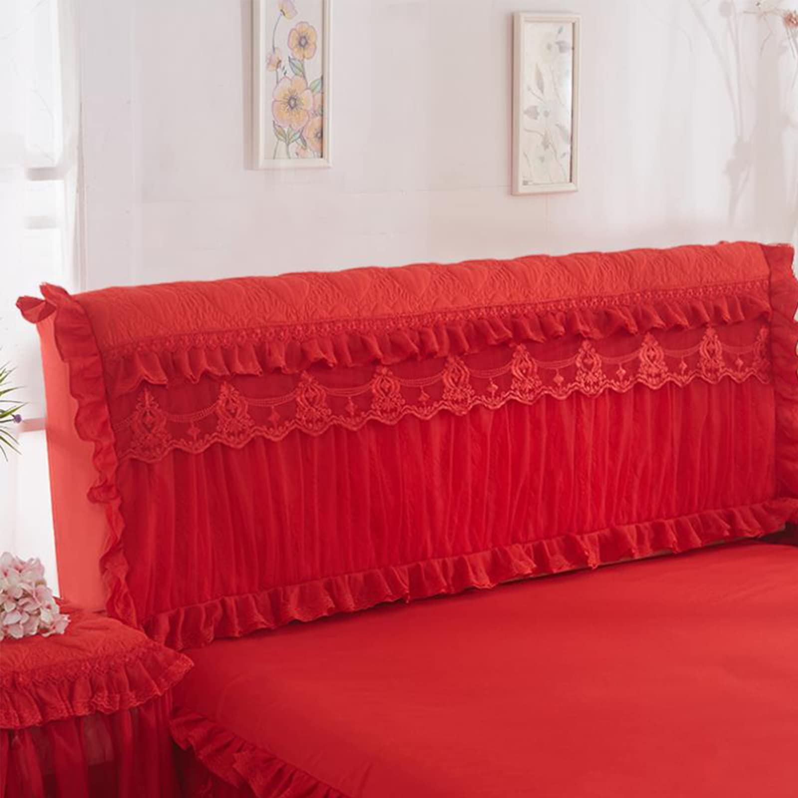 Full Size Lace Headboard Slipcover - Stretchable Washable Headboard Protector (59