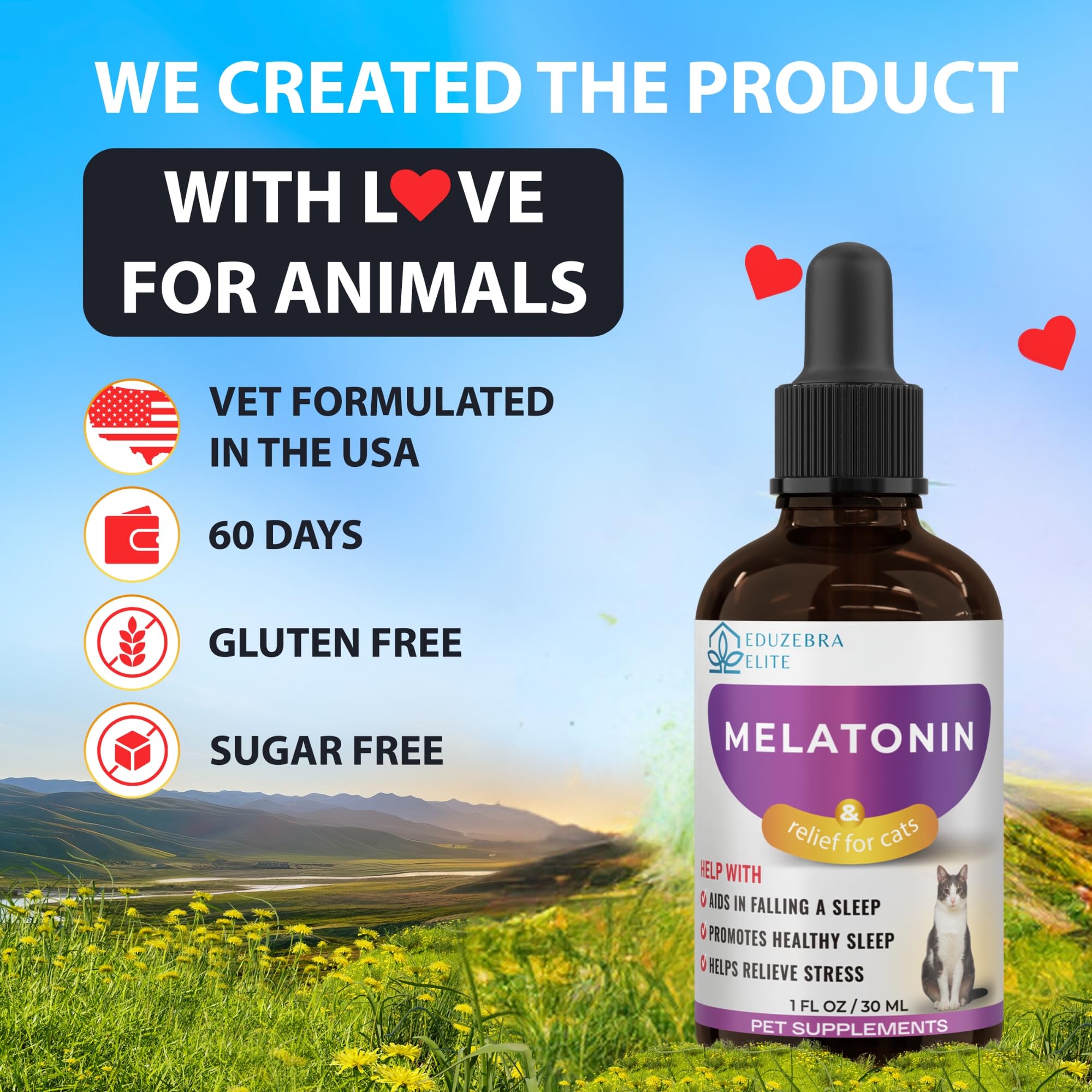 Natural Melatonin for Cats - Calming Cat Treats for Anxiety Relief & Sleep Aid | Supports Restful Sleep During Grooming, Travel & Vet Visits