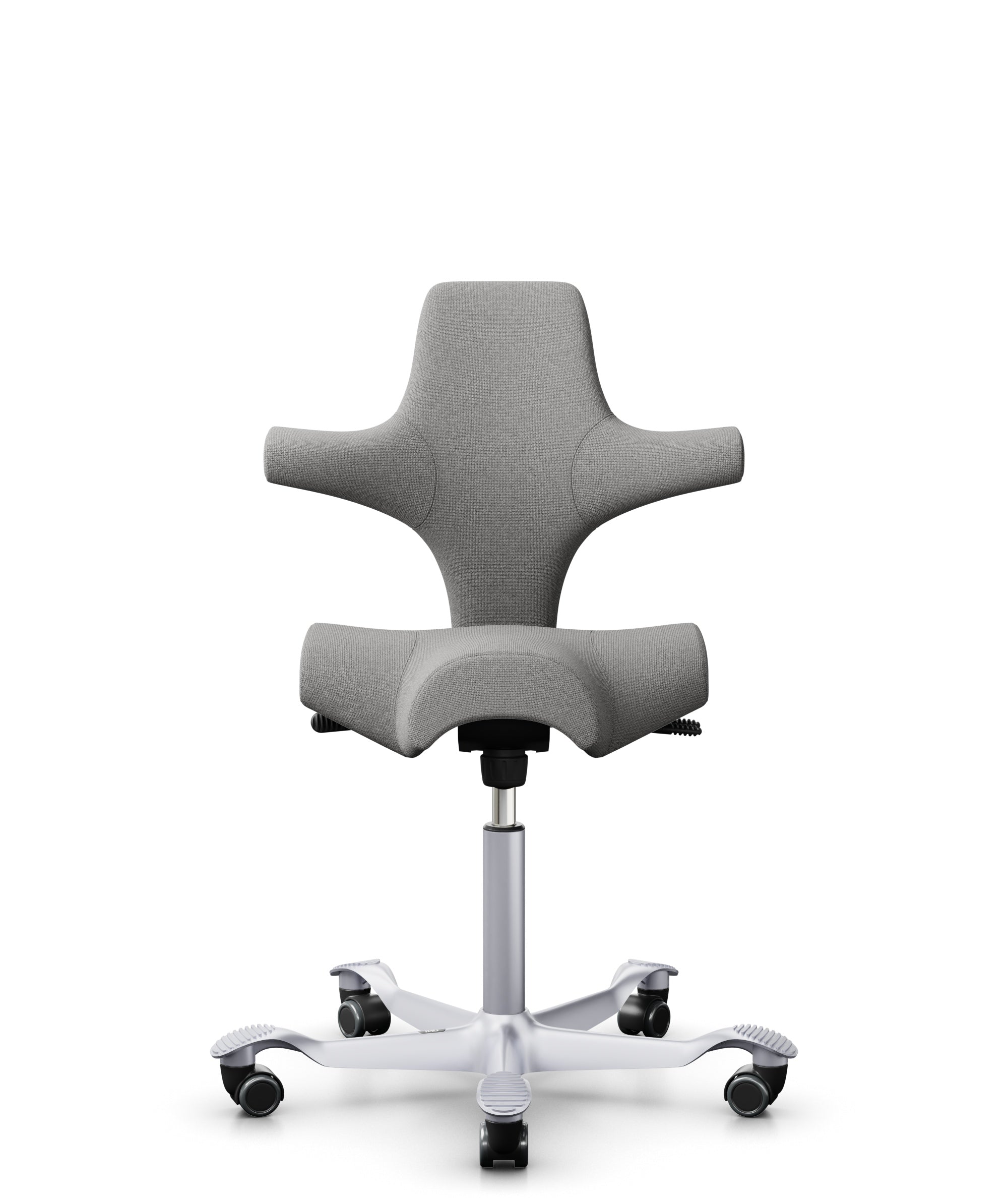 HÅG Capisco 8106 Ergonomic Office Chair - Adjustable White Metal Frame with Light Grey Gabriel Cura CU60110 Fabric - Perfect for Home Office, Coworking Spaces & Modern Workstations