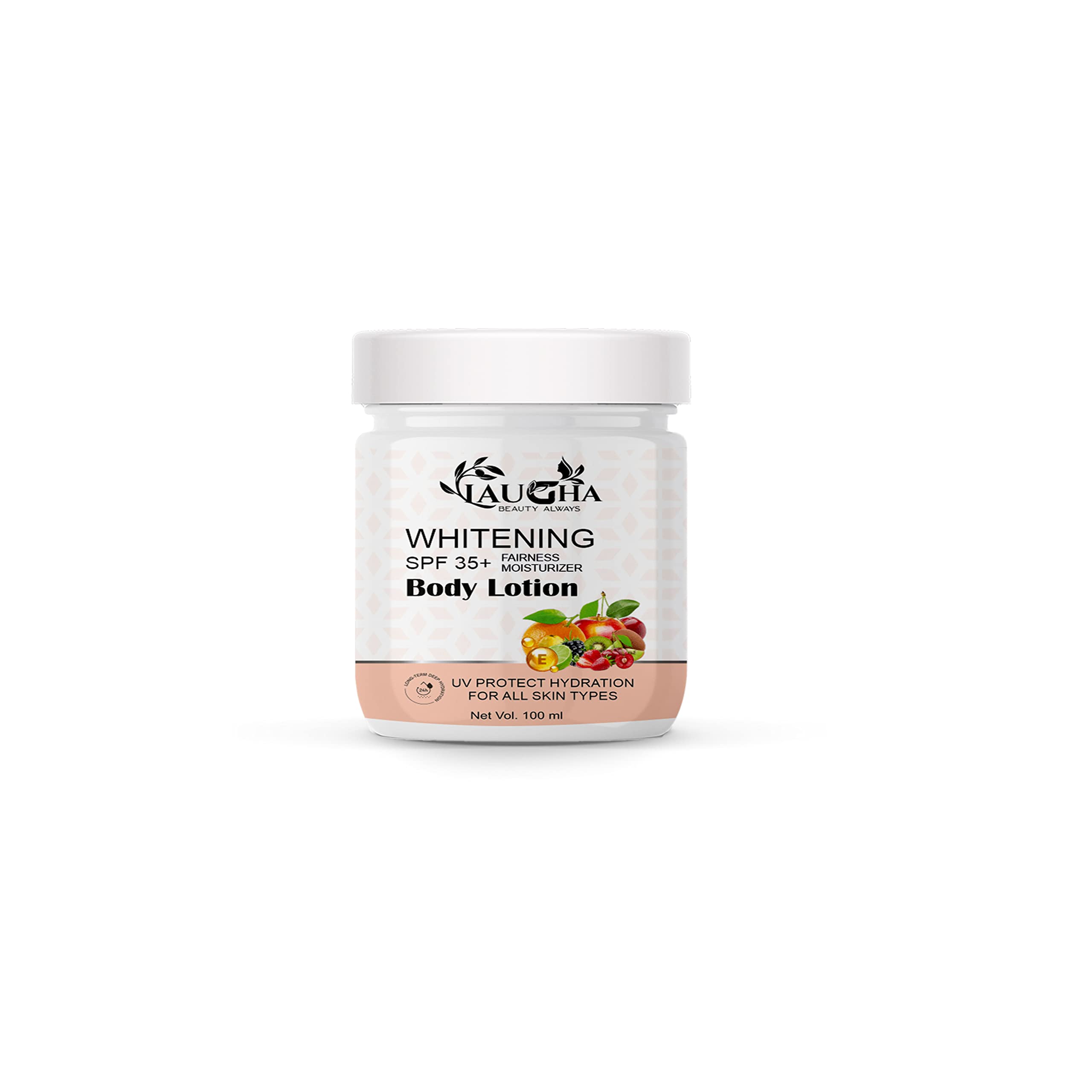 Laugha Whitening Body Lotion SPF 45+ - Brightening Moisturizer for Face, Hands & Body - 100ml - Hydrates & Protects Skin from Sun - Perfect for Daily Use & Outdoor Activities