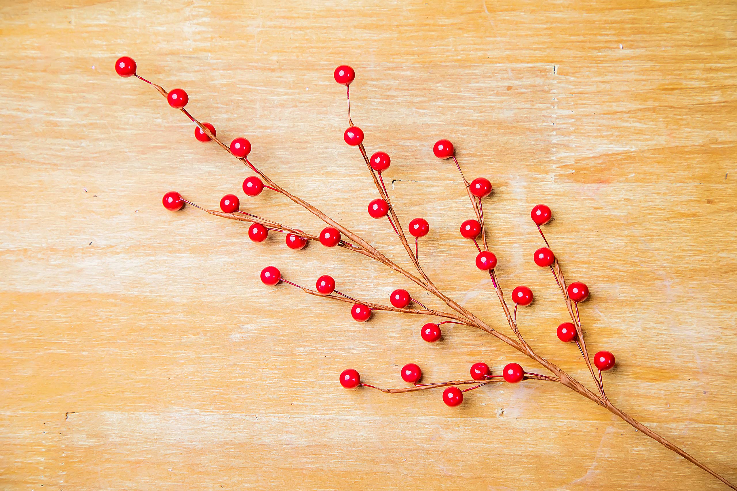 Artificial Berry Sprays with Decorative Vase Set - 12 Hand-Wrapped Berry Branches & Maven Vase for Home, Wedding, Christmas and Indoor Decor (Red) | Perfect for Centerpieces, Table Arrangements, and Seasonal Displays