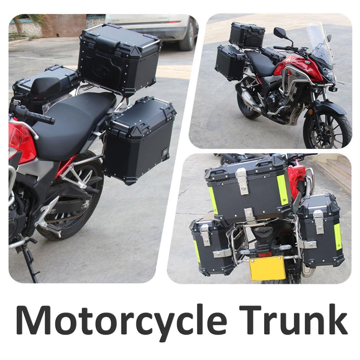 Universal Black Motorcycle Saddlebags 38L - Durable Rear Trunk Box for Scooters & Bikes