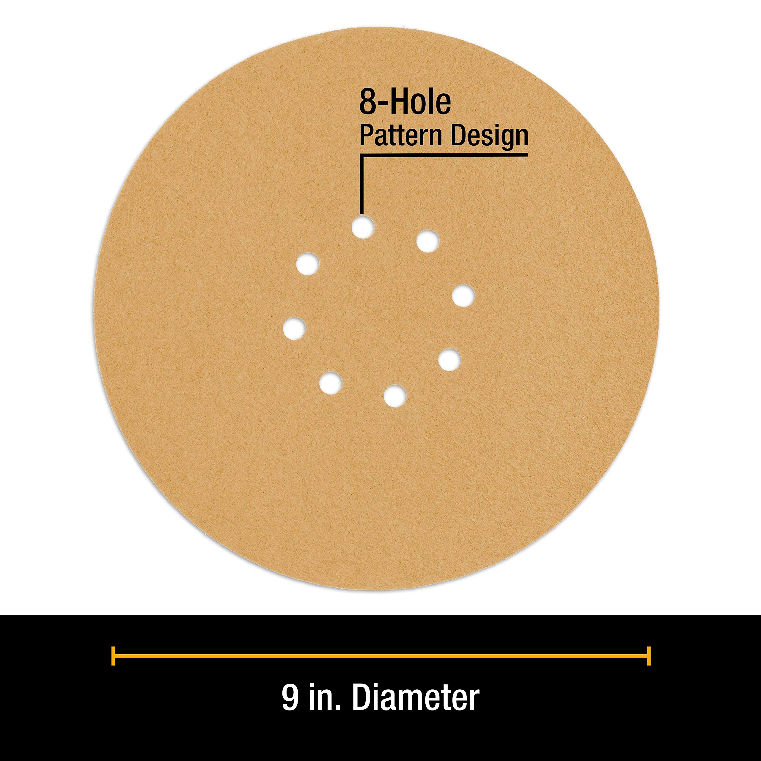 Dura-Gold Premium 9 Inch Drywall Sanding Discs 80 Grit - 10 Pack with 8 Hole Hook & Loop Backing - Fast Cutting Aluminum Oxide Sandpaper for Power Sanders - Perfect for Drywall, Wood Sanding & Surface Preparation