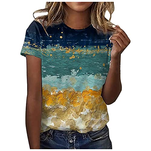 Trendy Women's Short Sleeve Blouses 2022 - Casual Summer T-Shirts, Loose Fit Scenic Graphic Tees for Outdoor Activities, Travel & Daily Wear
