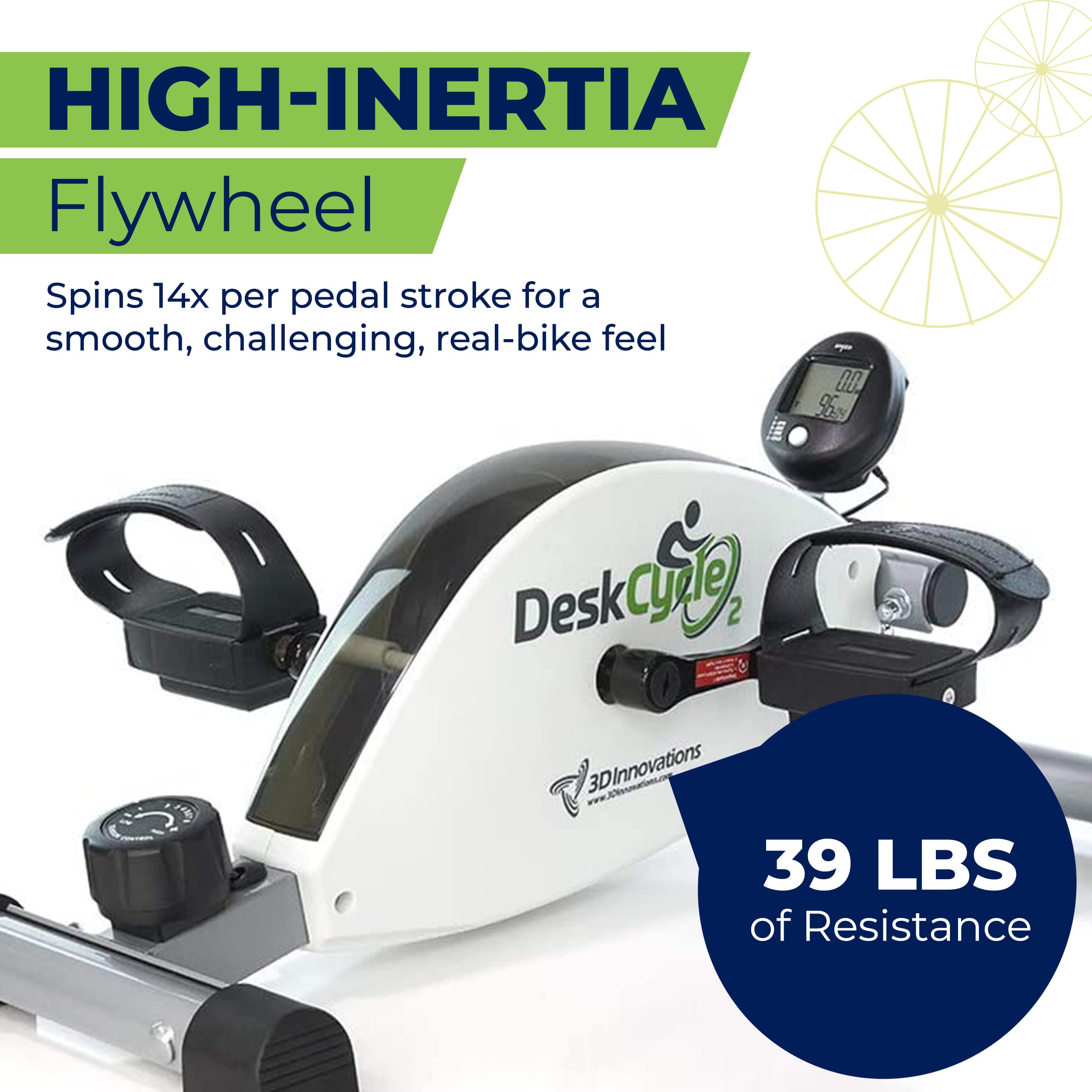 DeskCycle Under Desk Bike Pedal Exerciser - Adjustable Height Stationary Bike for Home & Office Workouts - Stay Active While Working or Watching TV