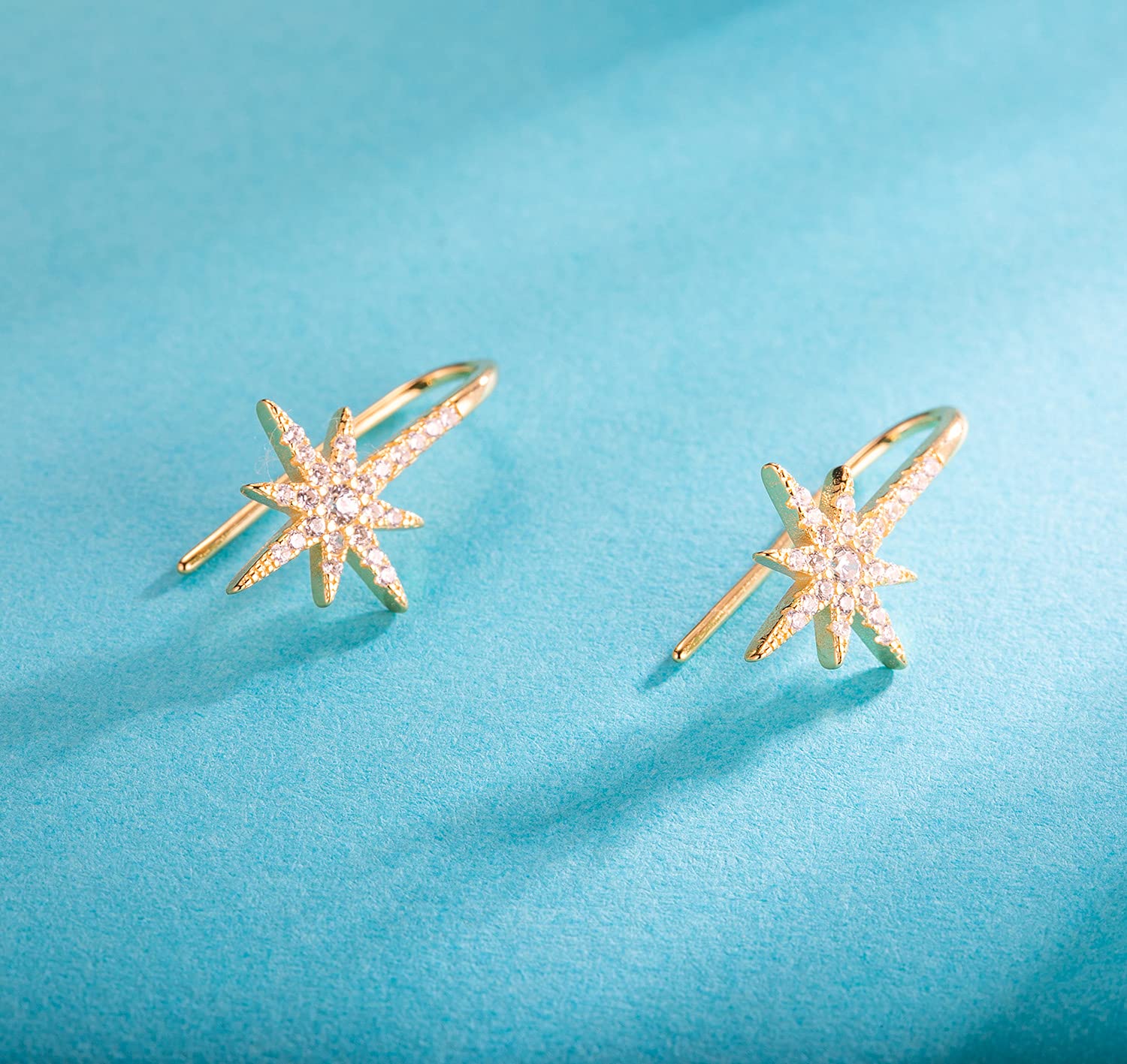 SLUYNZ 925 Sterling Silver Sparkling Star Drop Earrings for Women & Girls - Cubic Zirconia CZ Dangle Hook Earrings - Perfect for Parties, Weddings & Everyday Wear