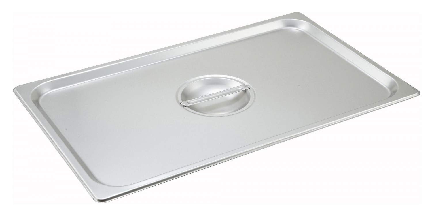 Thunder Group STPA7000C Commercial Stainless Steel Full Size Steam Pan Cover - 12 Pack (1 Dozen) Durable Stackable Lids for Food Service, Catering & Restaurant Kitchen Use