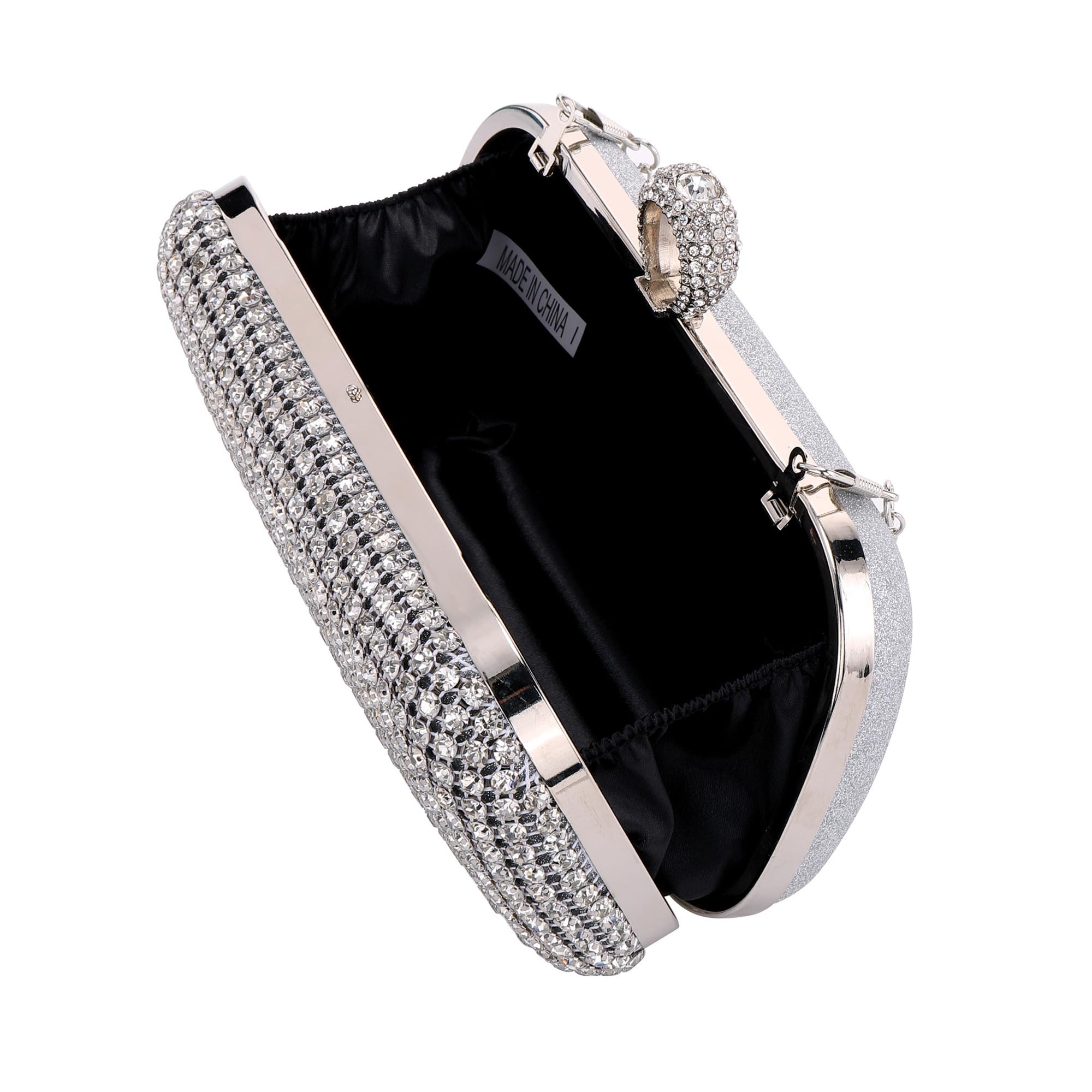 FALETO Women's Rhinestone Evening Clutch Purse - Sparkly Glitter Wedding Clutch Bag with Crystal Ring Clasp for Bridal Party, Prom, Dinner & Special Events
