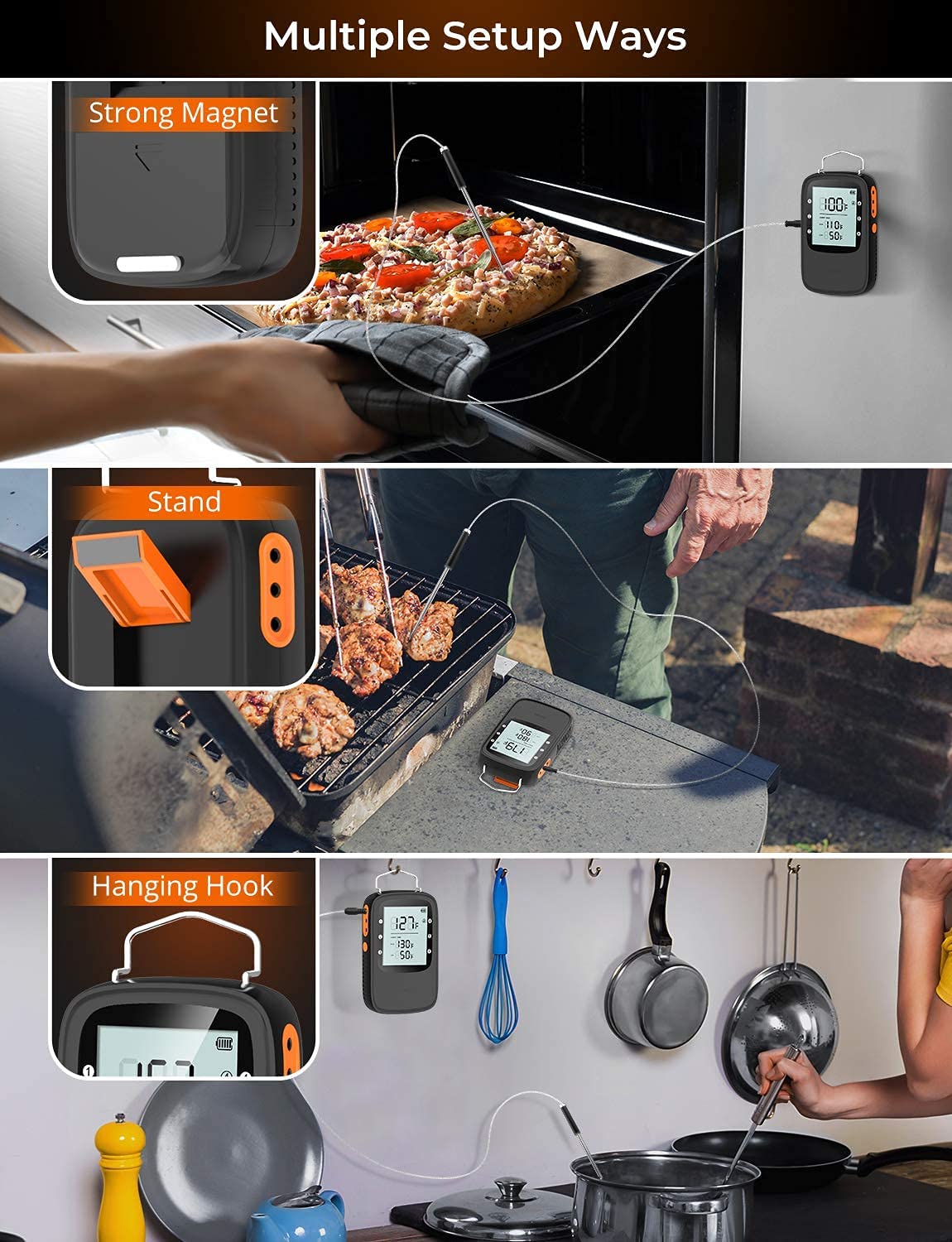 Govee Bluetooth Meat Thermometer with 2 Probes - Wireless Digital Grill Thermometer for Smoker, Oven & BBQ - Smart LCD Backlight & Timer for Cooking Turkey, Fish, Beef - Perfect for Outdoor Grilling, Home Kitchen & Camping