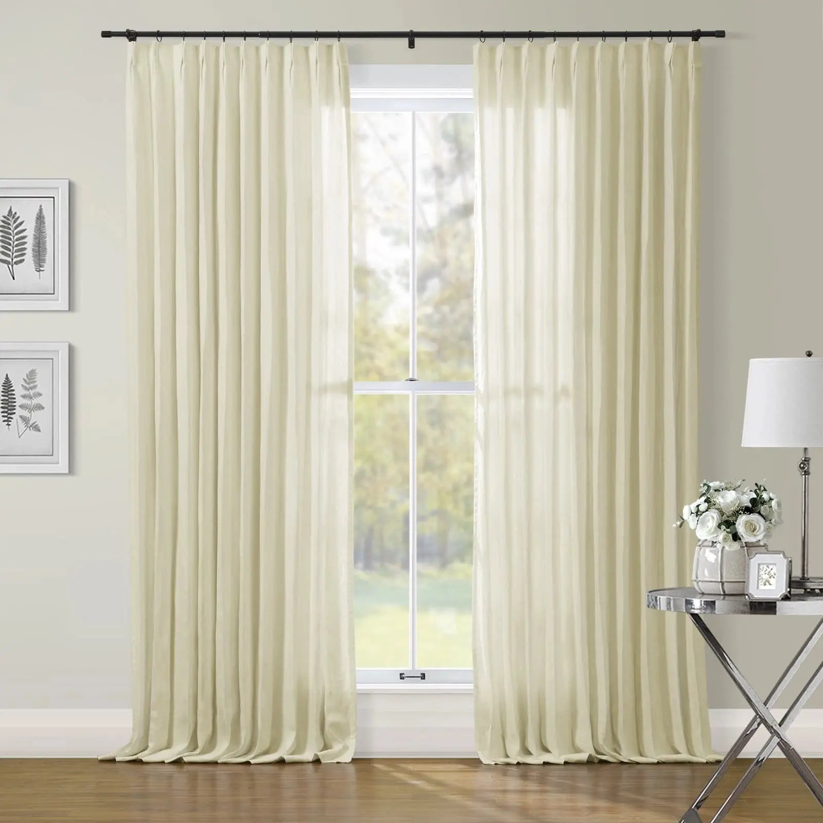 Premium Belgian Linen Curtains - Elegant Pleated Drapes for Living Room & Bedroom | Blackout Thermal Insulated Window Treatments for Home Decor