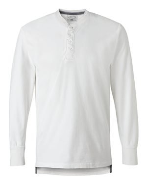 J. America 8244 Vintage Brushed Jersey Henley Shirt for Men - Soft Cotton Long Sleeve Button Down Top for Casual Wear, Outdoor Activities & Layering