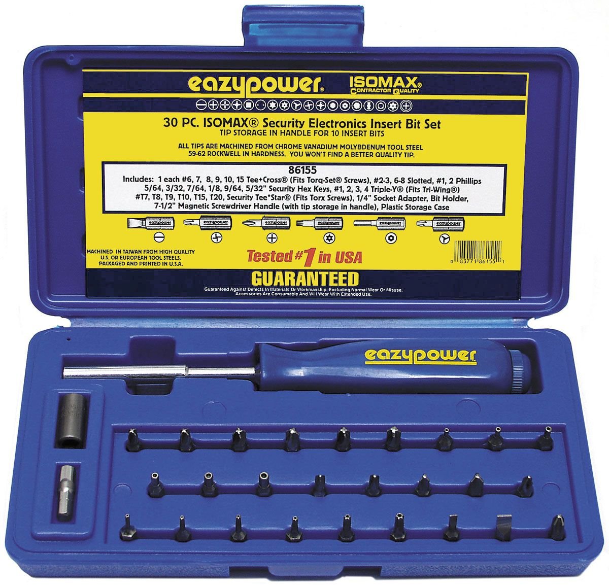Eazypower 86155 Isomax 30-Piece Security Electronics Screwdriver and Bit Set - Precision Tools for Laptops, Phones & Electronics Repair