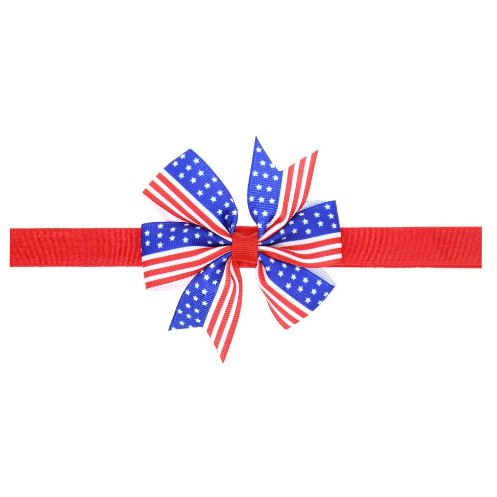 USA Flag Hair Bows for Girls - Patriotic American Flag Headband & Hair Clips Set (Set B) - Perfect for 4th of July, Memorial Day, and Independence Day Celebrations
