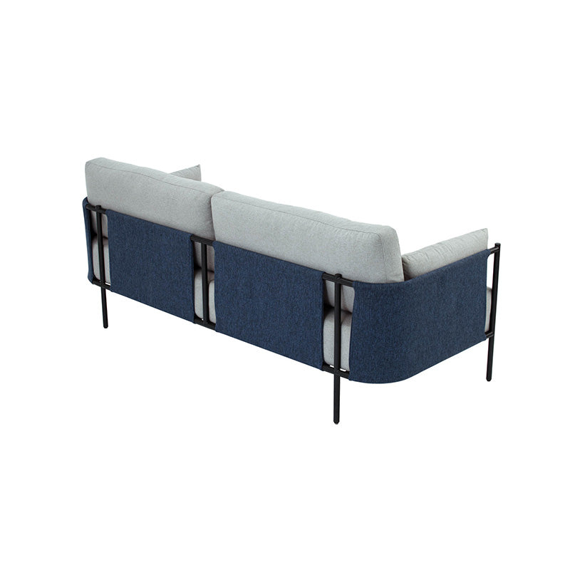 TREDIA 3-Seater Modern Sofa in Silver & Midnight Blue - Comfortable Living Room Couch for Small Spaces, Apartments and Cozy Home Decor