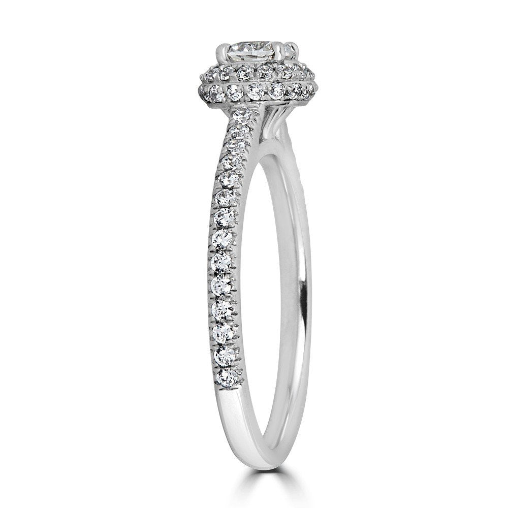 14KT Gold 3/4 CTW Diamond Double Row Round Halo Ring for Women - Elegant Wedding, Engagement & Anniversary Jewelry Gift