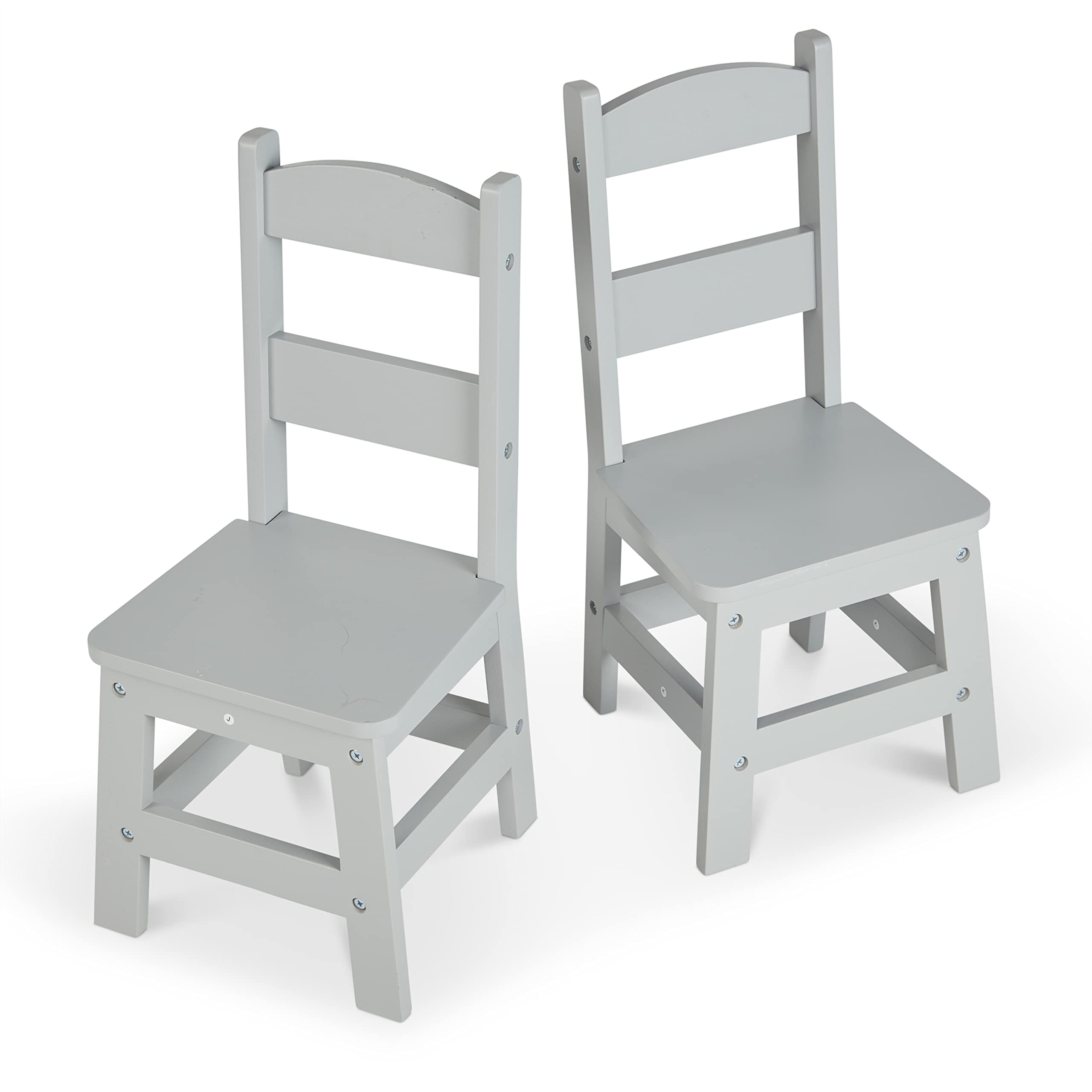 Melissa & Doug Wooden Chairs for Kids - Set of 2 Gray Playroom Furniture - Sturdy Children's Wooden Chairs for Pretend Play, Tea Parties & Reading Nook