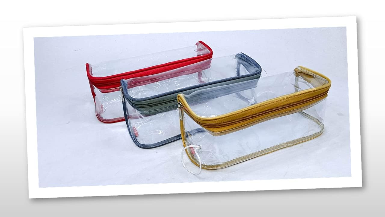 iShine Large Transparent & Gold Travel Zipper Pouch for Men & Women - Multipurpose Morning Organizer for Toiletries, Cosmetics & Travel Essentials (2-Pack) | Perfect for Airplane Carry-on, Gym Bag & Daily Use