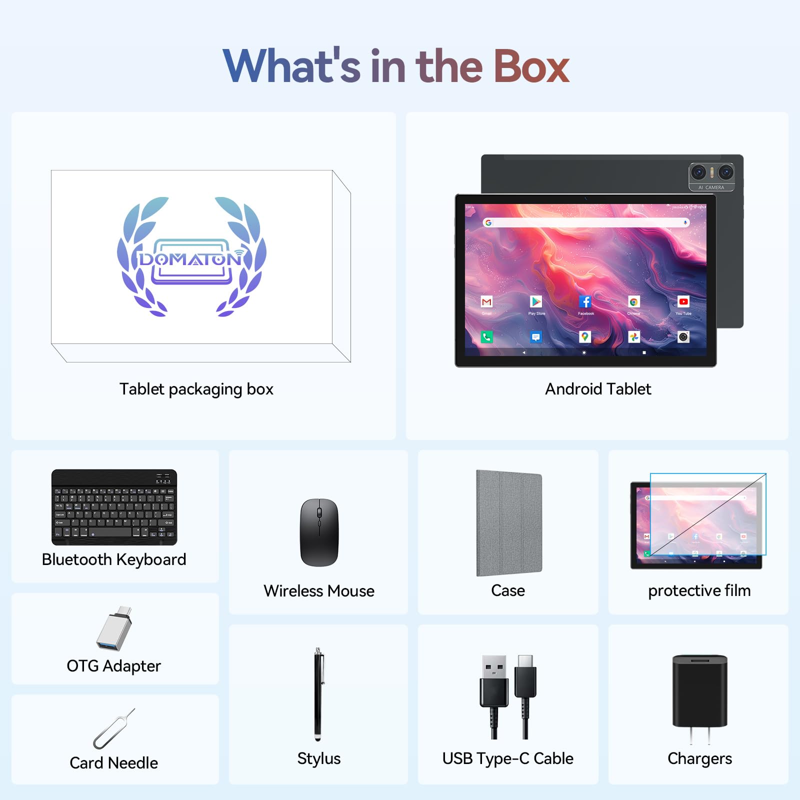 2025 Latest Android 14 Tablet - 10 Inch 2-in-1 Tablet PC with Keyboard Case & Stylus | 4+4GB RAM, 64GB ROM (Expandable to 1TB) | Octa-Core Processor, WiFi 6, Bluetooth, Dual Camera, 7000mAh Battery - Perfect for Work, Study & Entertainment