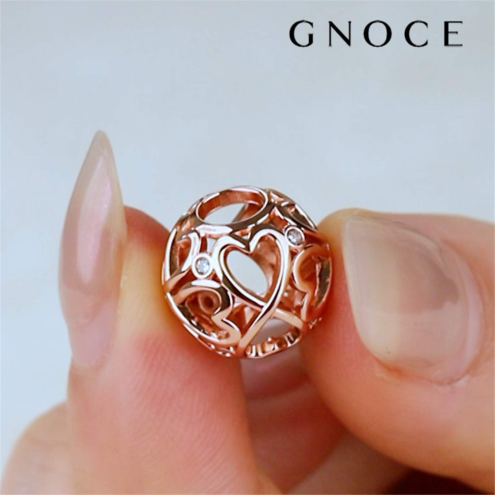 GNOCE Rose Gold Sterling Silver Infinite Heart Charm Necklace for Women - Elegant Jewelry Gift for Her, Perfect for Valentine's Day, Anniversary & Romantic Occasions