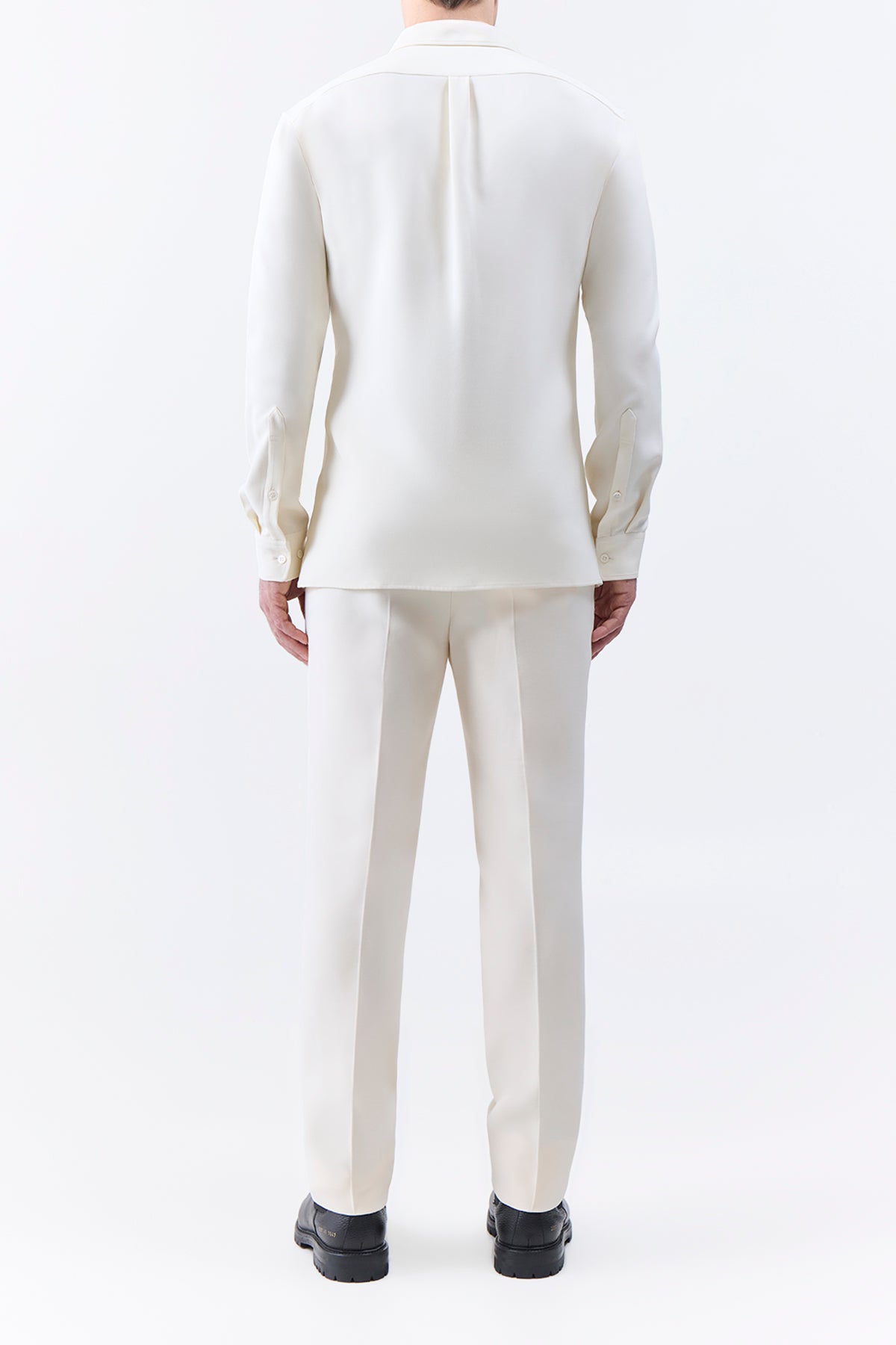 Nicolas Ivory Silk Wool Cady Shirt for Women | Elegant Blouse for Office, Party & Special Occasions