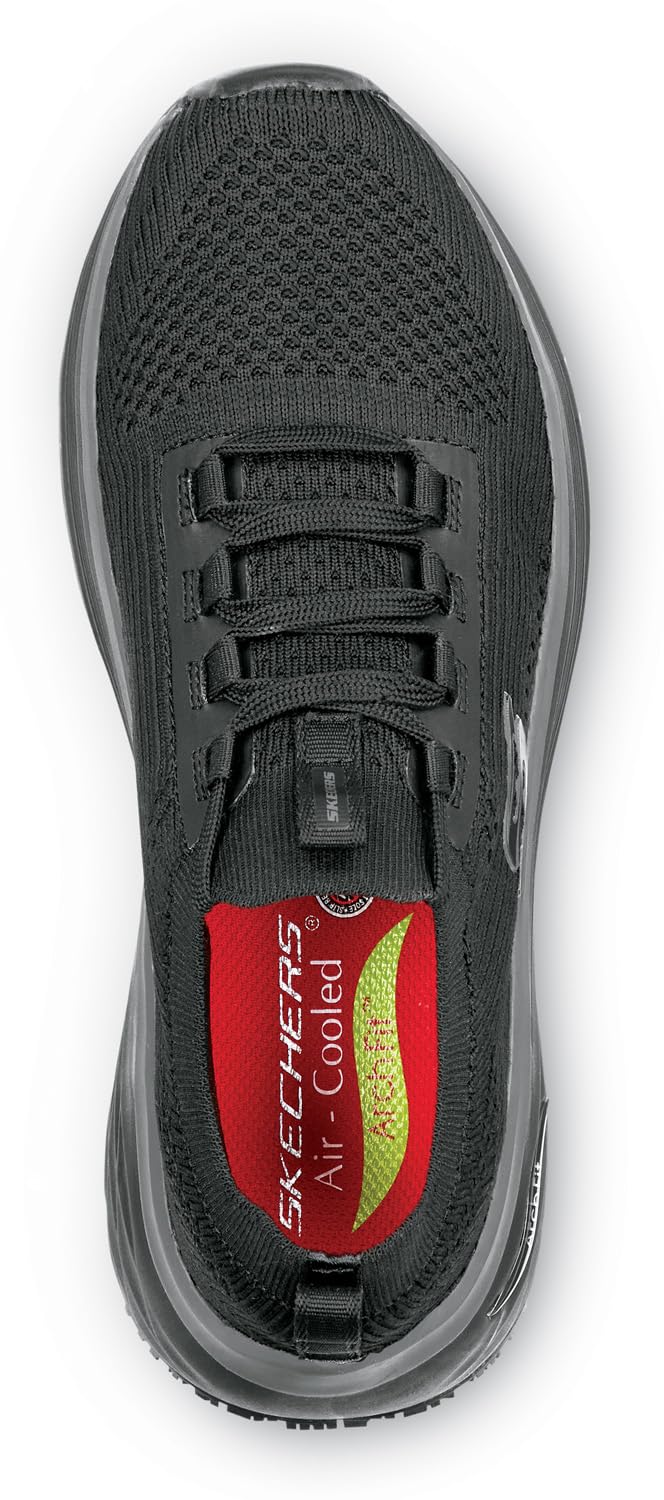 Skechers Work Addison Women's Arch Fit Black Soft Toe Slip Resistant Work Shoes - EH Rated Low Athletic Shoes for Nurses, Waitresses & Healthcare Professionals