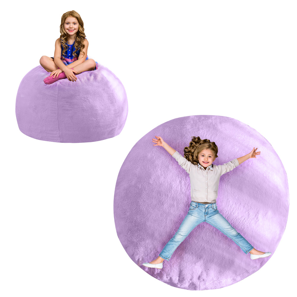 MAXYOYO 2-in-1 Kids Bean Bag Chair & Convertible Floor Pillow Bed - Soft Purple Lounge Seat for Reading, Gaming & Nap Time - Kids Room Decor & Playroom Furniture