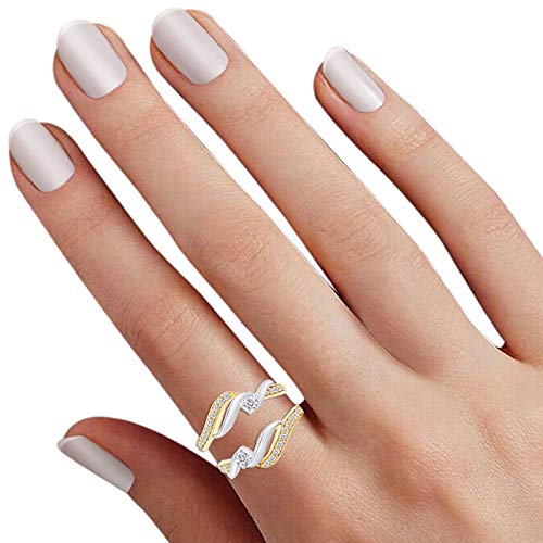 1/2 Carat Natural Diamond Two-Tone Wedding Band Ring Guard Enhancer in 14k Gold Over Sterling Silver (I-J Color, I2-I3 Clarity) - Perfect for Bridal Jewelry, Anniversary Gifts & Special Occasions