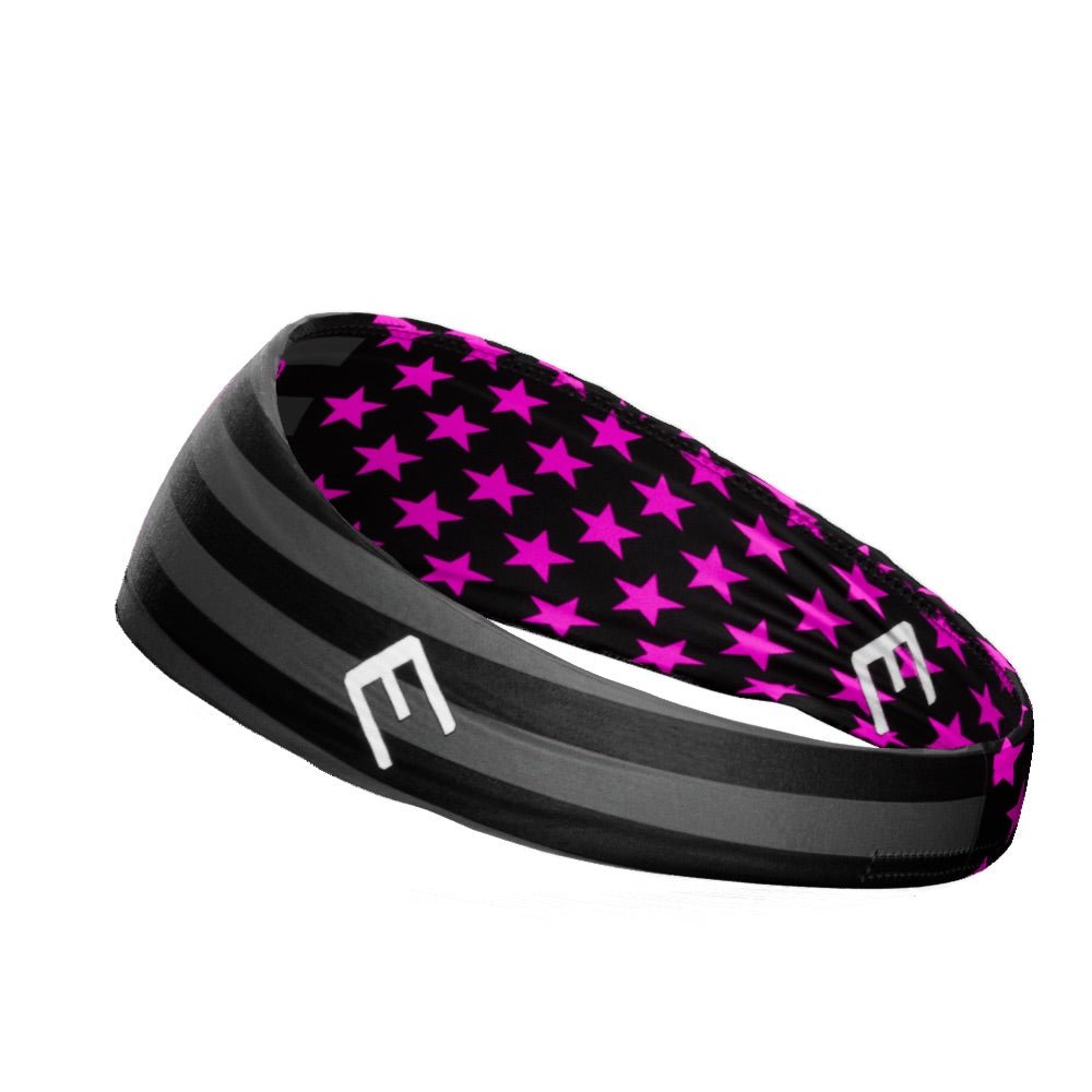 USA Flag Shadow Breast Cancer Awareness Headband - Support Ribbon Hairband for Women, Survivors & Supporters - Perfect for Races, Walks & Awareness Events