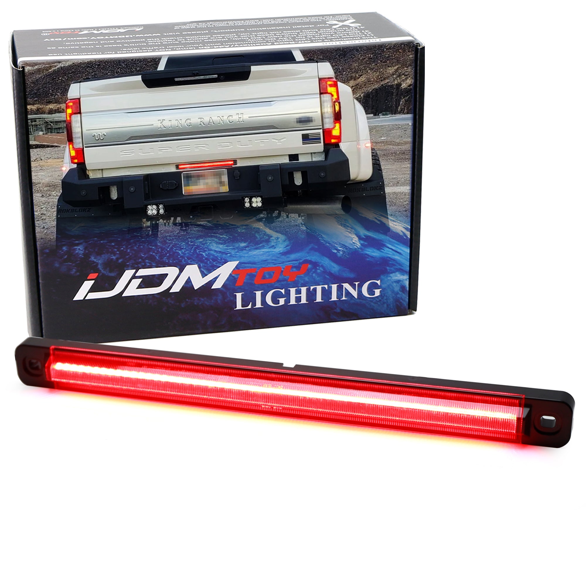 Dark Red LED Tailgate Light Bar for 2009-2016 Ford F350 F450 - Waterproof Rear ID Strip Light with Full LED Technology (Perfect for Off-Roading, Truck Customization & Nighttime Visibility)