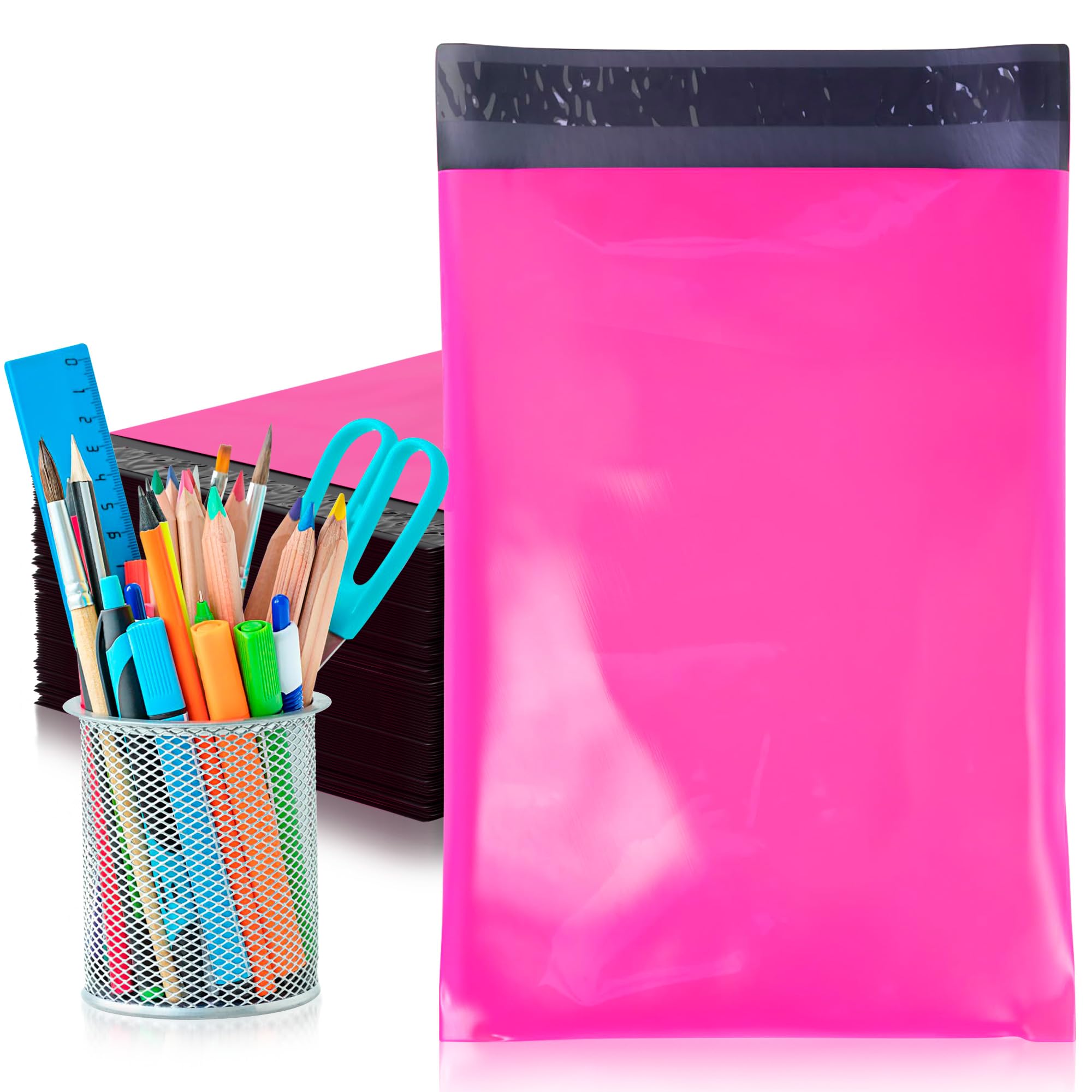 Hot Pink Poly Mailers 7.5 x 10.5 Inches - 1000 Pack Self-Seal Poly Shipping Bags for Clothing | Waterproof Stretchable Mailing Envelopes | Perfect for Ecommerce, Online Stores & Small Business Shipping