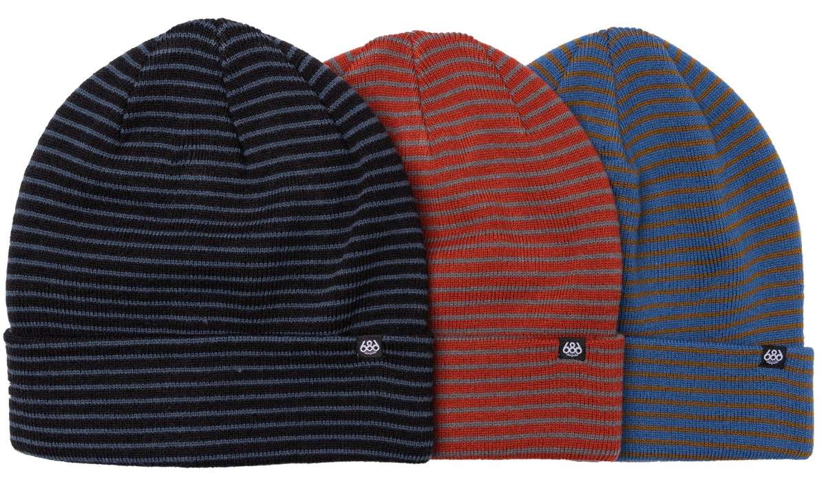 686 Small Stripes Beanie 3 Pack - Warm Winter Knit Hats for Men & Women - Cozy Striped Beanies for Skiing, Snowboarding & Outdoor Activities (2023 Collection)