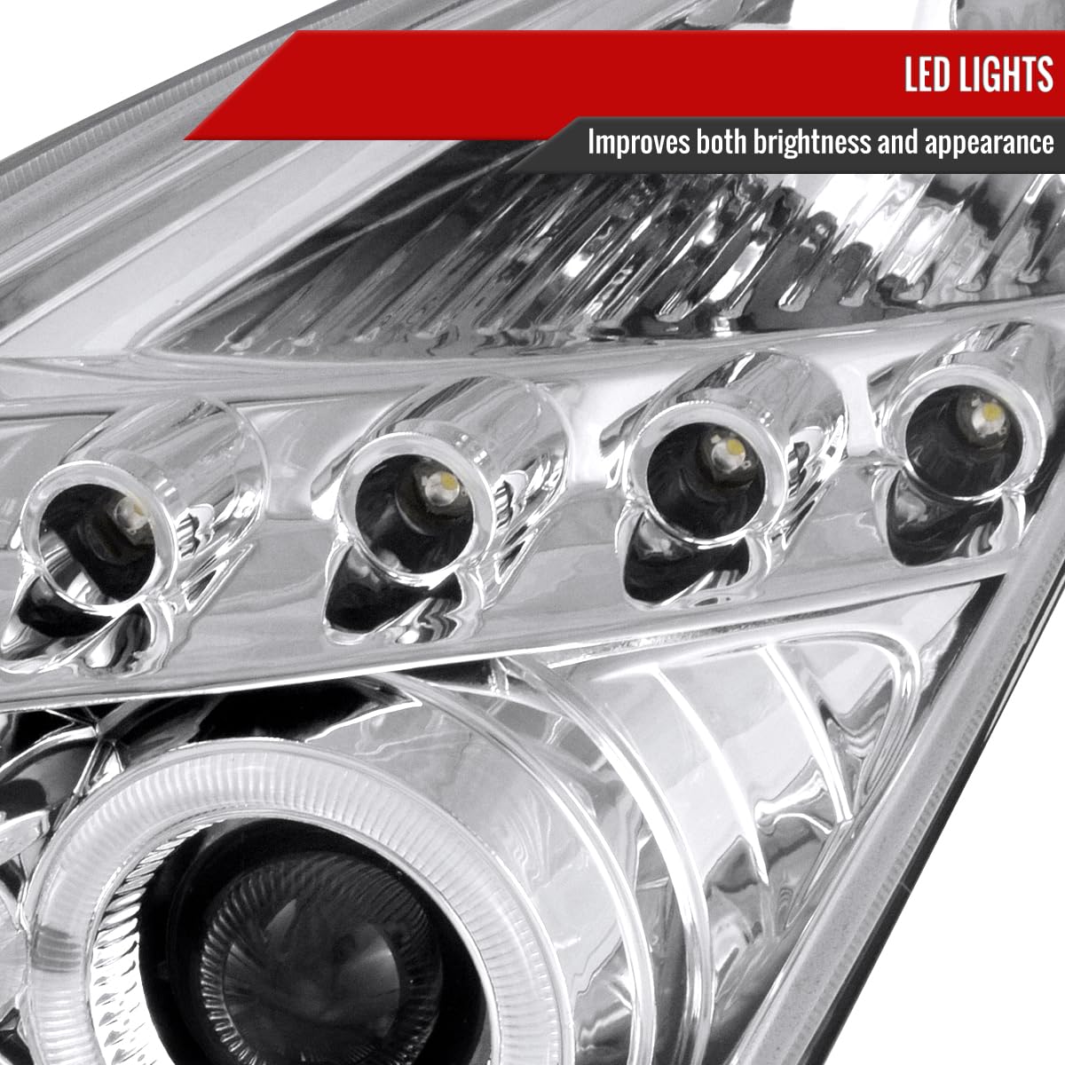 00-05 Toyota Celica GTS GT Clear Halo Projector Headlights - Pair of LED Angel Eye Lamps for Enhanced Night Driving & Custom Style