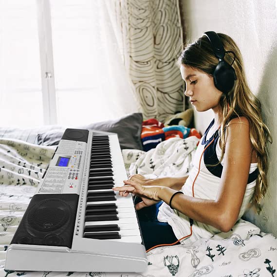 MUSTAR 61 Key Electric Piano Keyboard with Lighted Keys - MEKS-400 Digital Piano for Beginners, Includes Stand, LCD Screen, Headphones & Mic | Perfect for Home Learning, Music Practice & Gift Giving