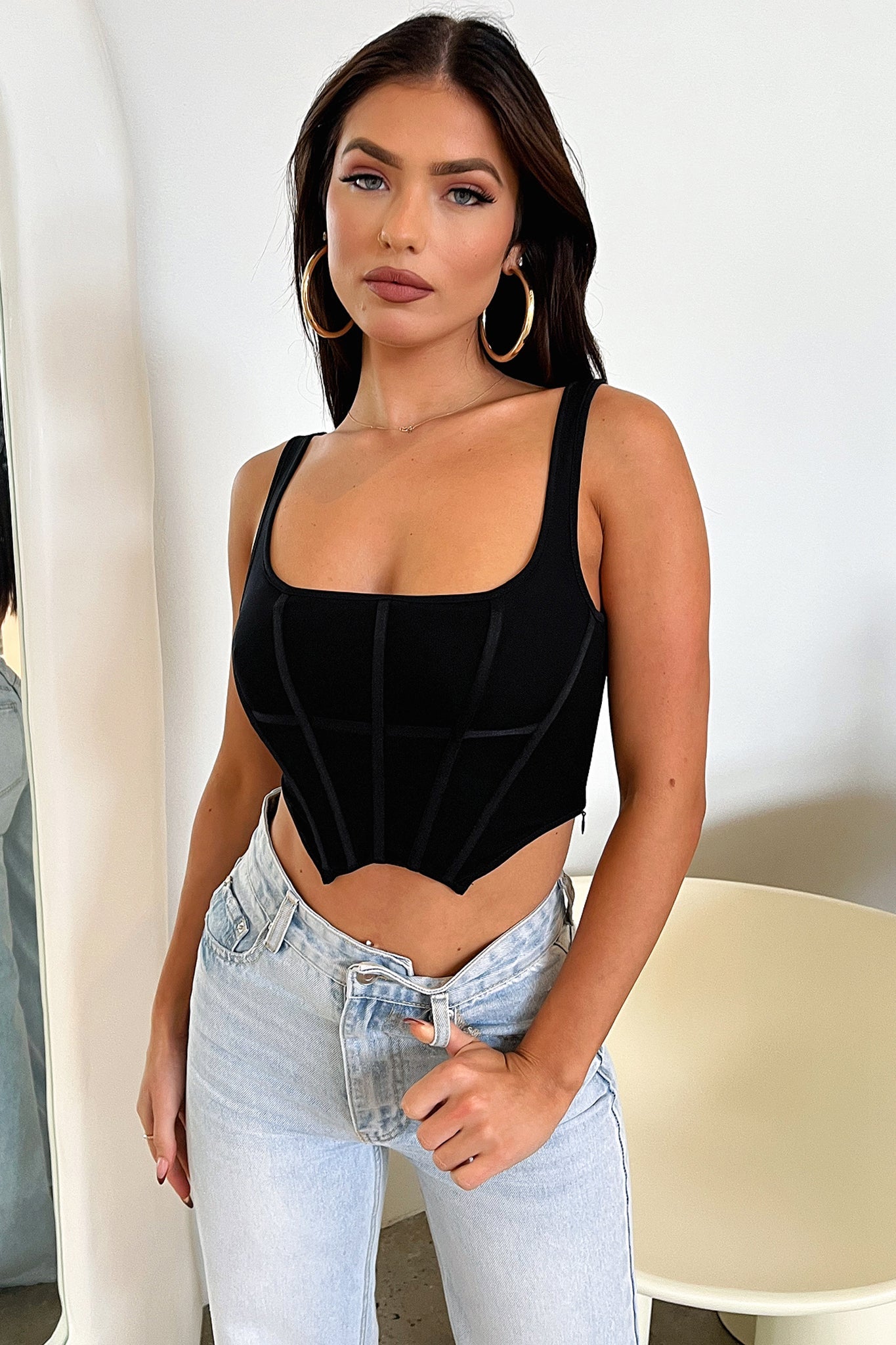 Luca Bustier Black - Sexy Corset Top for Women, Elegant Lace Bodysuit for Date Night & Special Occasions