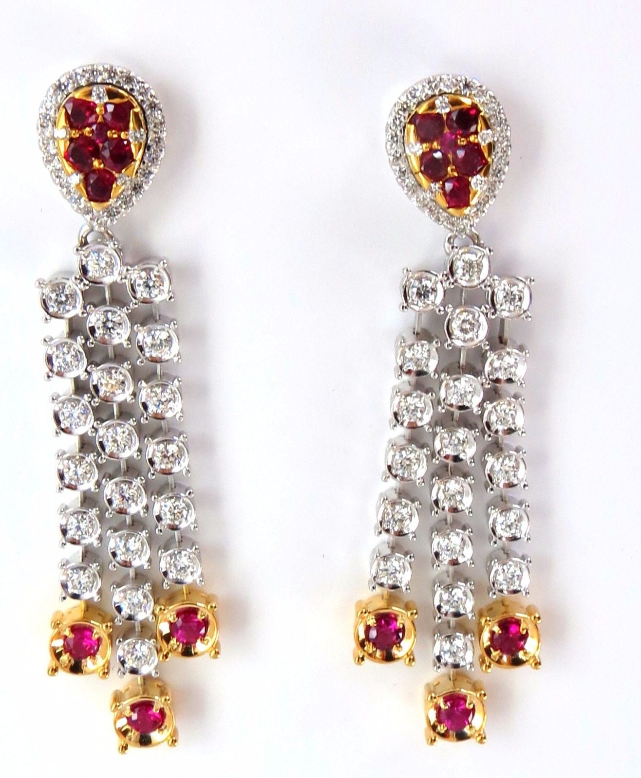 3.00ct Natural Deep Red Ruby Diamond Dangle Earrings in 14K Gold - Elegant Jewelry for Weddings, Parties & Special Occasions