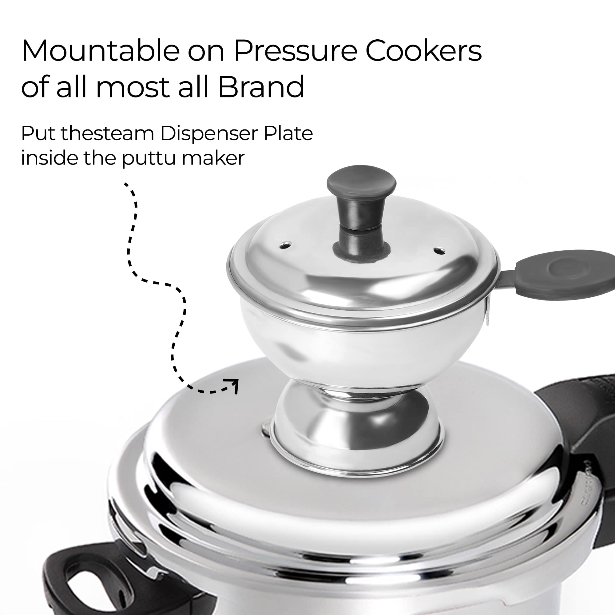 Premium Stainless Steel Puttu Maker with Handle - Traditional Chiratta Puttu Kutti for Pressure Cooker | Perfect for Making Kerala Puttu, Steamed Rice Cakes & Healthy Breakfast at Home